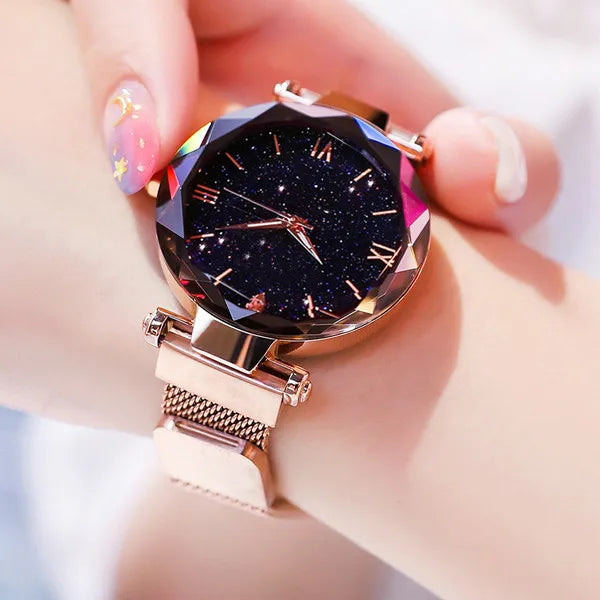 Luxury Classic Women Watch Stainless Steel Gold Quartz Starry Sky Romantic New