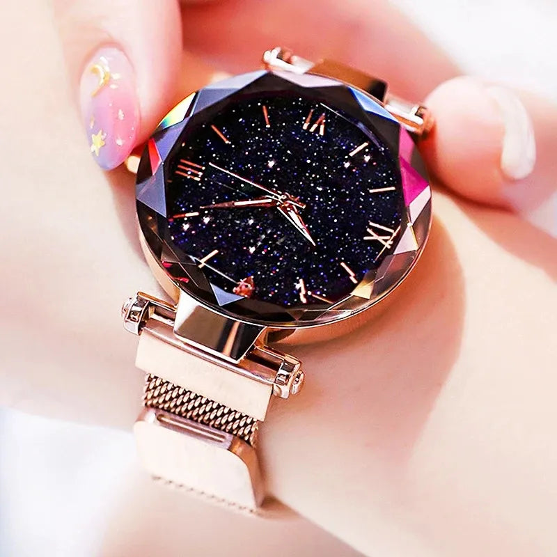 Luxury Classic Women Watch Stainless Steel Gold Quartz Starry Sky Romantic New