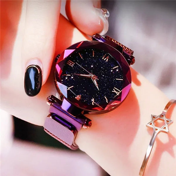 Luxury Classic Women Watch Stainless Steel Gold Quartz Starry Sky Romantic New