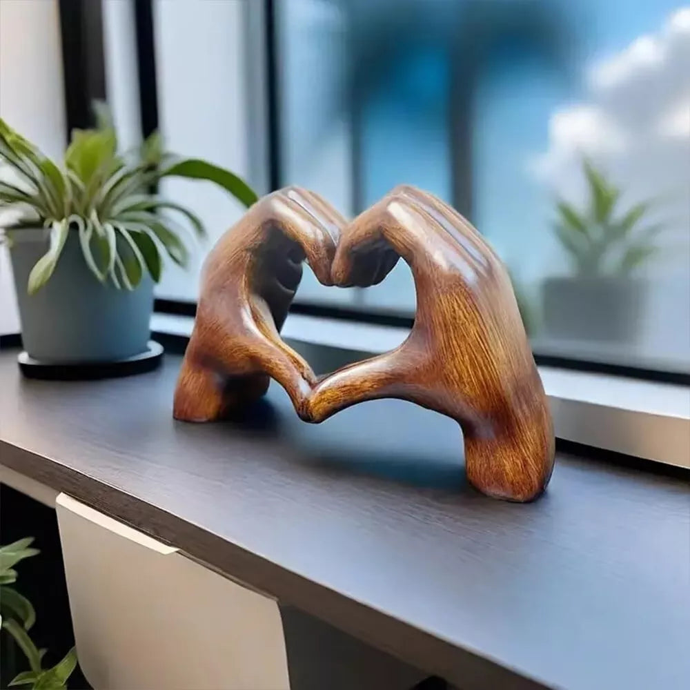 Silver Heart Gesture Statue – Elegant Home Decor