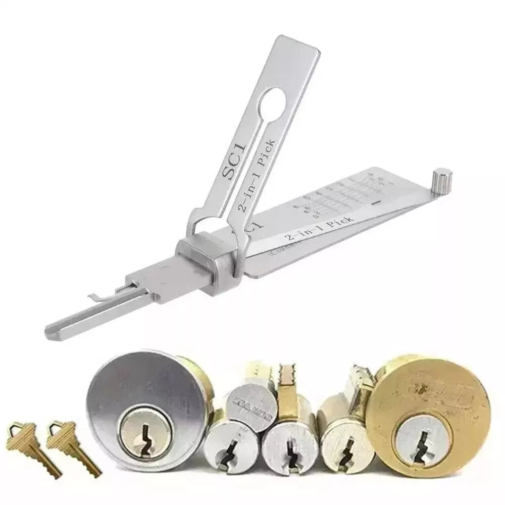 Key Decoder 2 In 1 Stainless Steel Key Pick Up Hook Tool Hardware MV6