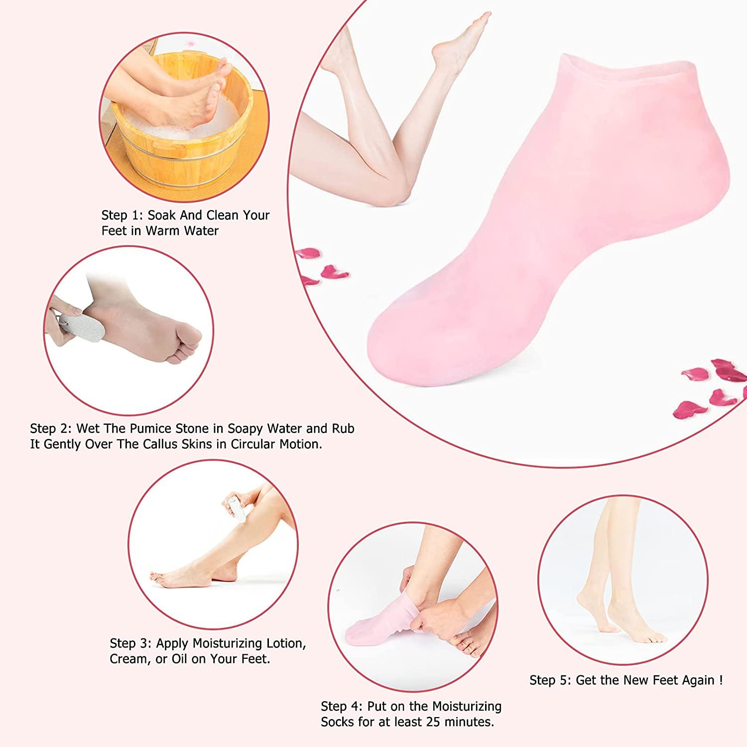 2 Pairs of Women's Silicone Foot Care Socks – Pamper Your Feet with Spa-Like Comfort