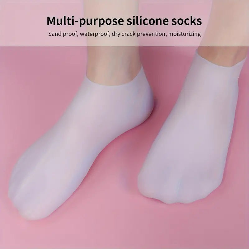 2 Pairs of Women's Silicone Foot Care Socks – Pamper Your Feet with Spa-Like Comfort