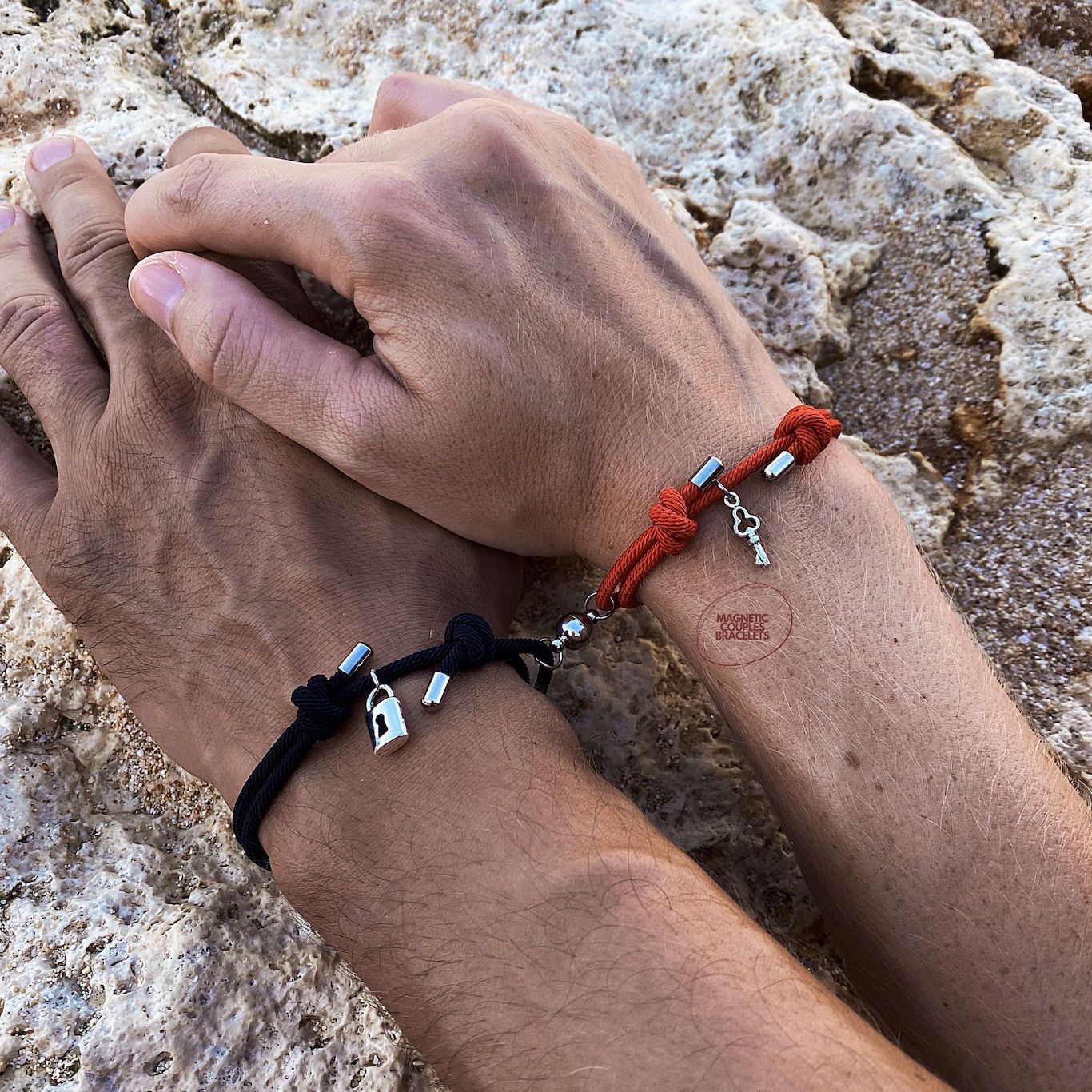 Magnetic Couples Bracelets With Lock and Key Charms