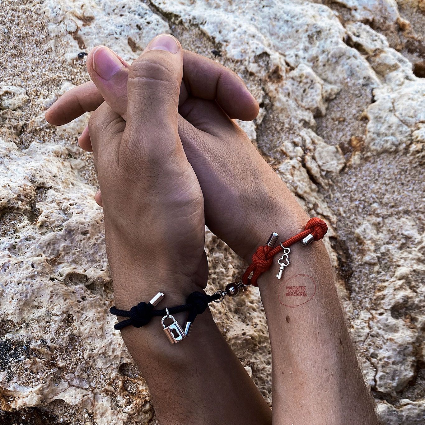 Magnetic Couples Bracelets With Lock and Key Charms