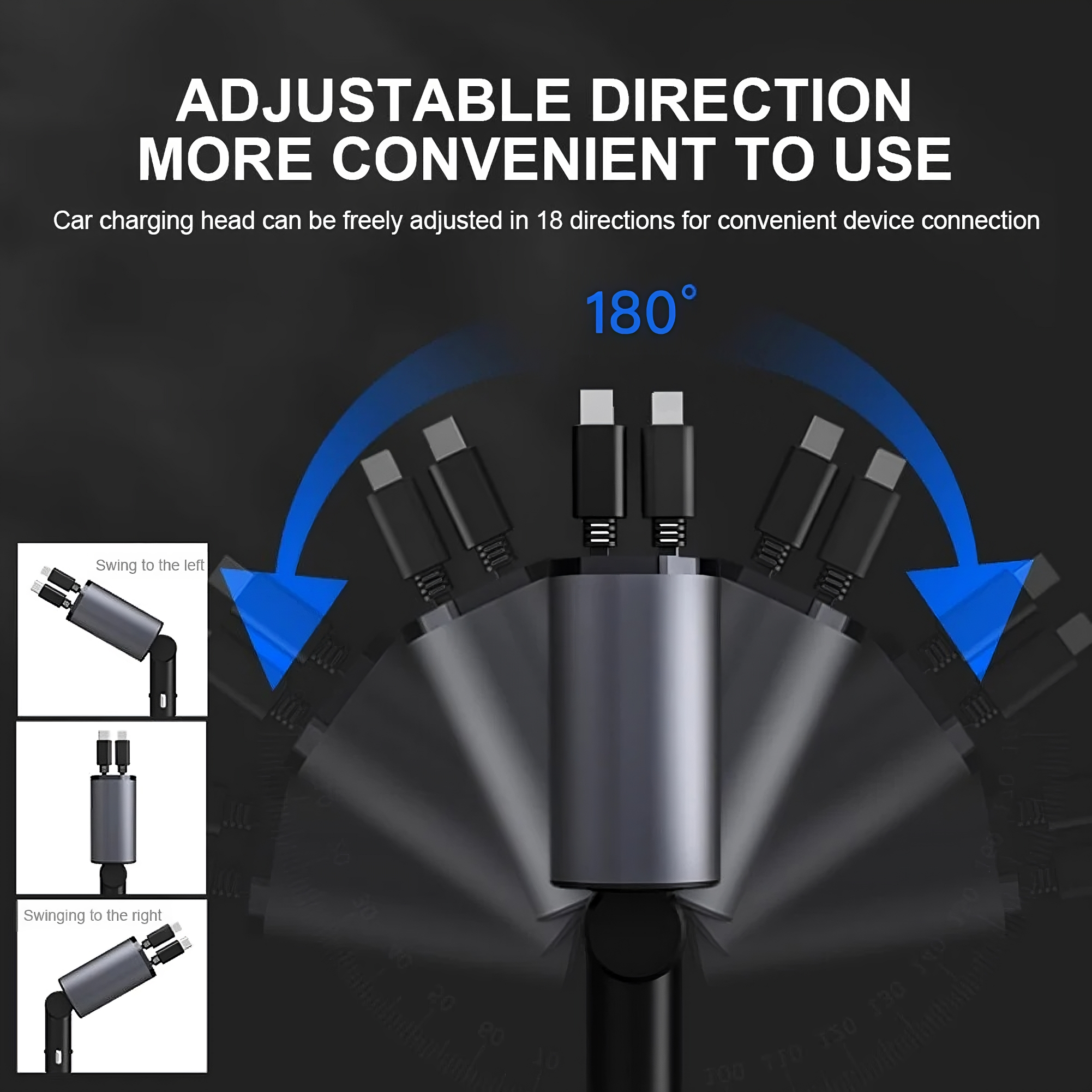 Retractable Multi Devices Car Charger