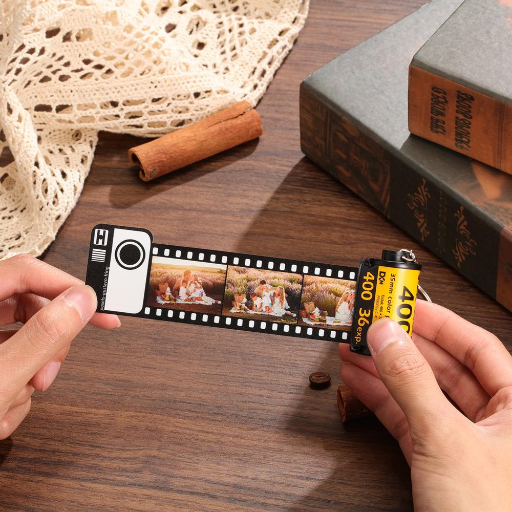 Film Camera Roll Photo Keychain Gift for Family