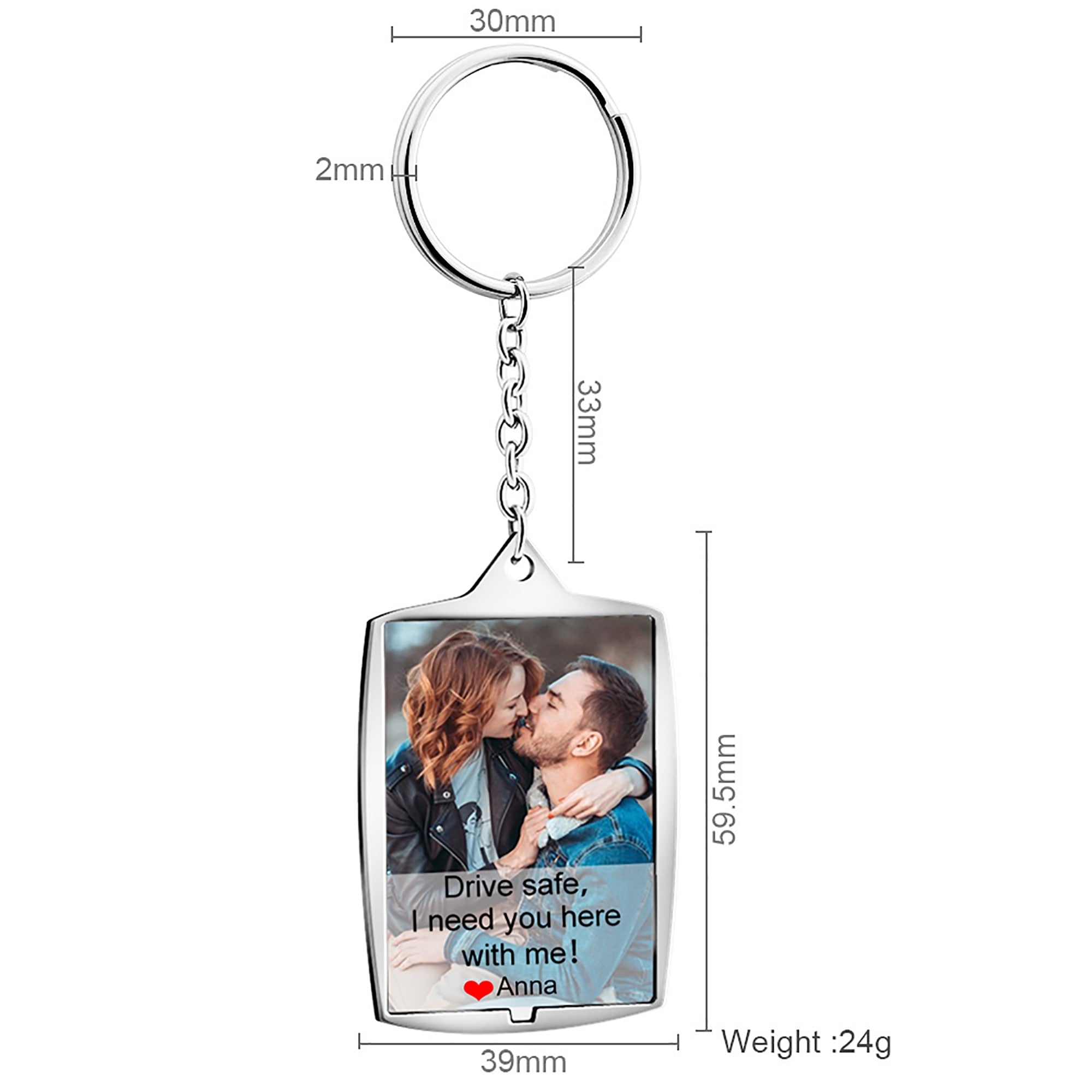 Couple Keychain Drive Safe I Need You Here With Me Stainless Steel Car Keyring Personalised Photo With Text Memory Gifts For Him