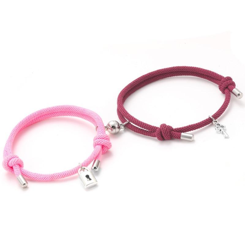 Magnetic Couples Bracelets With Lock and Key Charms