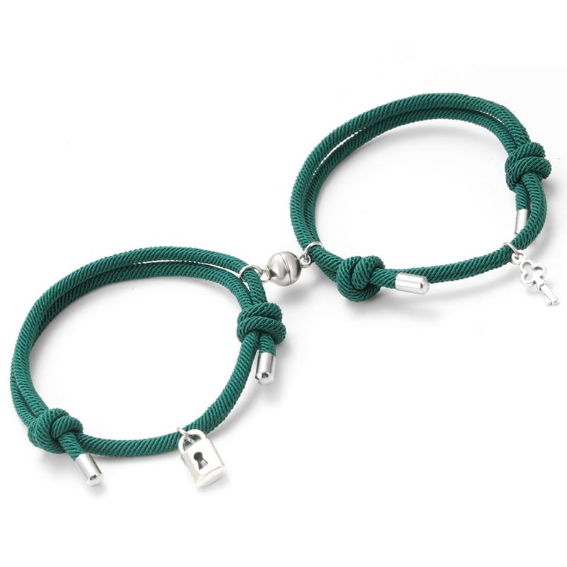 Magnetic Couples Bracelets With Lock and Key Charms