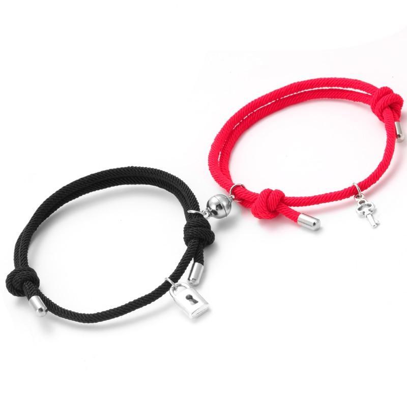 Magnetic Couples Bracelets With Lock and Key Charms