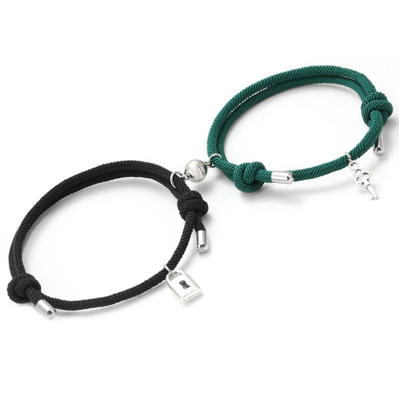 Magnetic Couples Bracelets With Lock and Key Charms