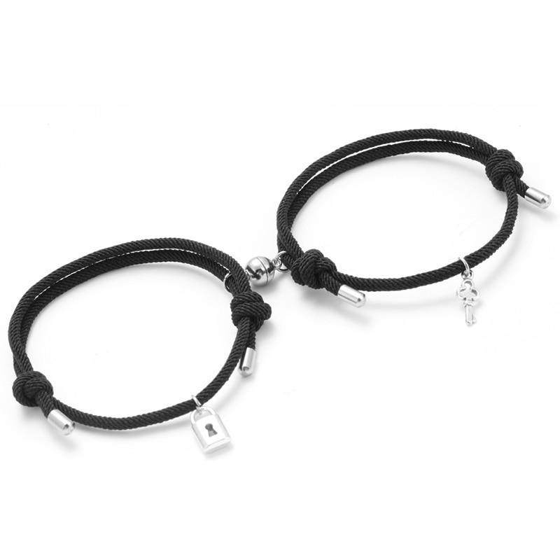 Magnetic Couples Bracelets With Lock and Key Charms