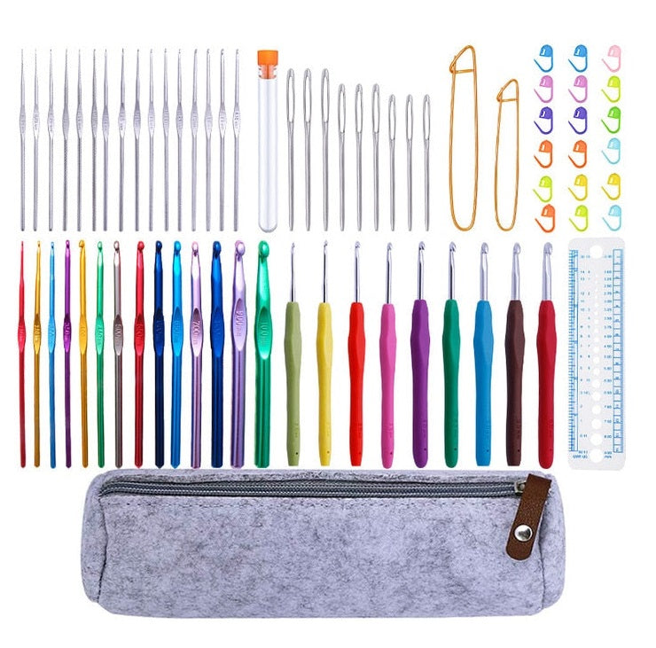 Ergonomic Handle Crochet Hooks Knitting Needles Set with Case for Arthritic Hand