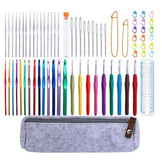 Ergonomic Handle Crochet Hooks Knitting Needles Set with Case for Arthritic Hand
