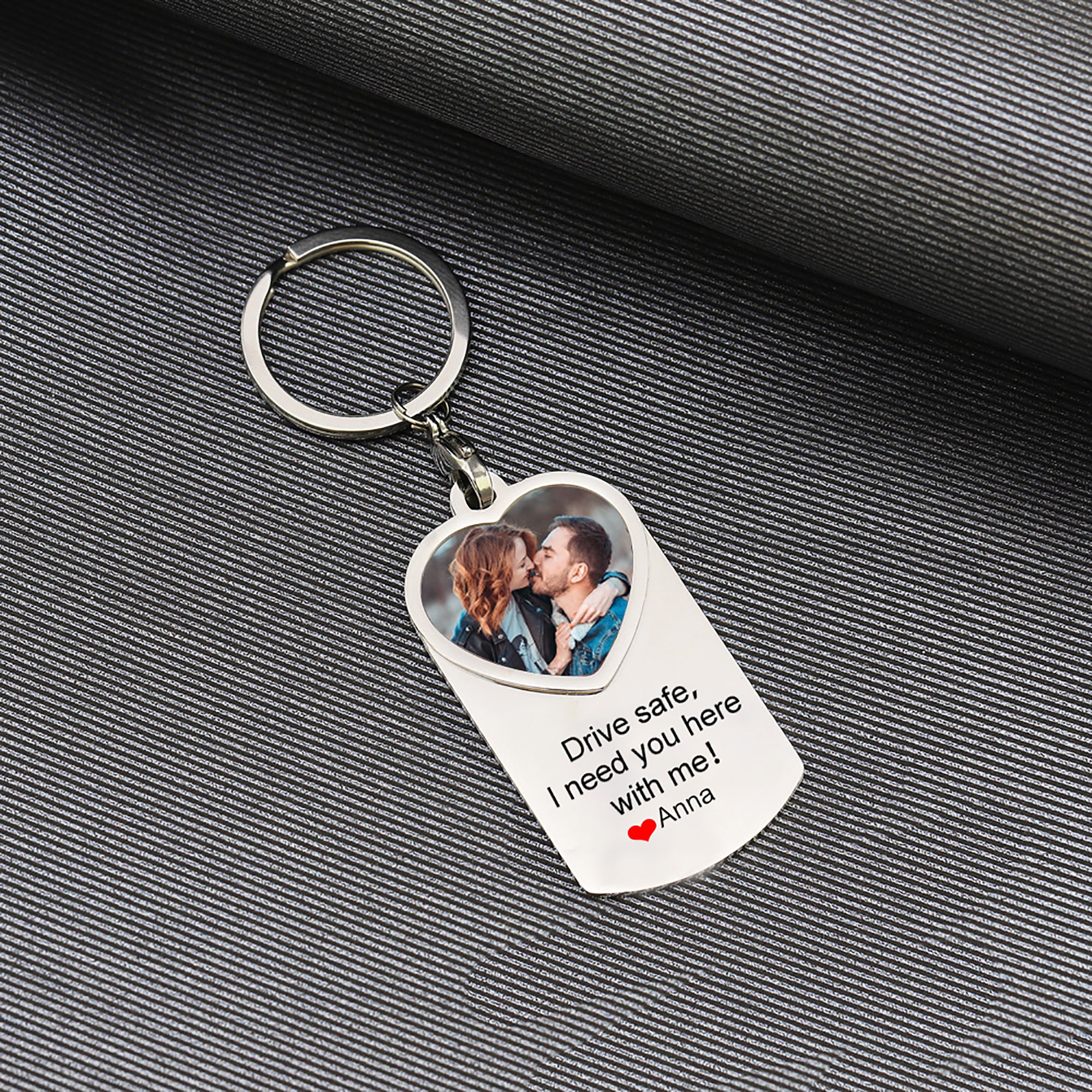 Couple Keychain Drive Safe I Need You Here With Me Stainless Steel Car Keyring Personalised Photo With Text Memory Gifts For Him