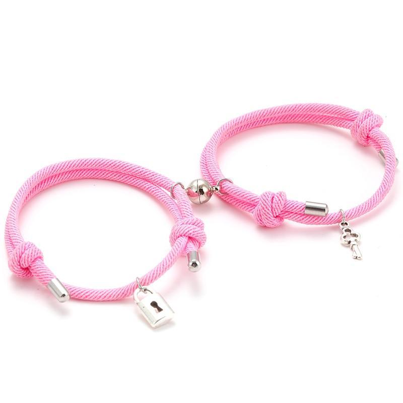 Magnetic Couples Bracelets With Lock and Key Charms