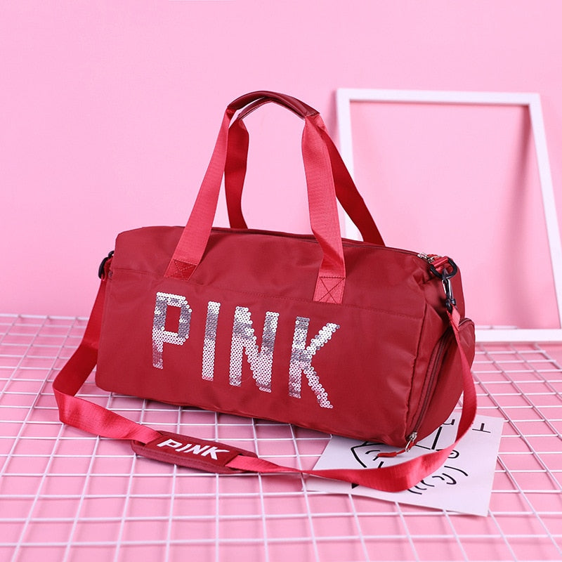 Pink gym bags for women-Bag with Shoes Compartment