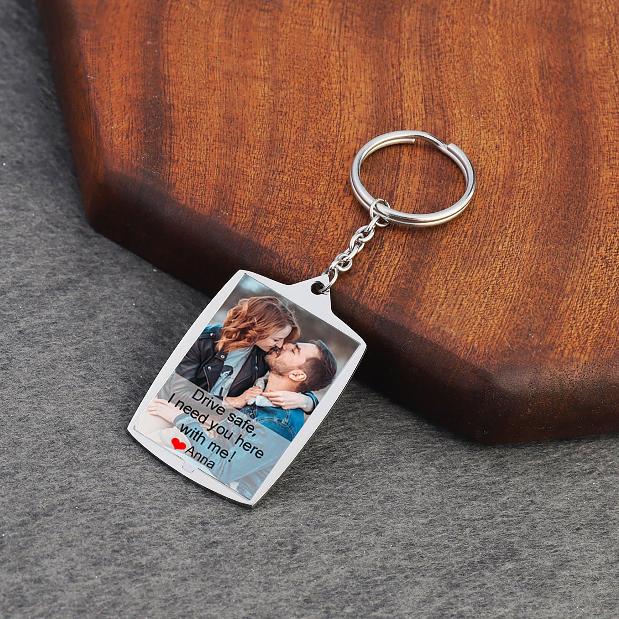 Couple Keychain Drive Safe I Need You Here With Me Stainless Steel Car Keyring Personalised Photo With Text Memory Gifts For Him