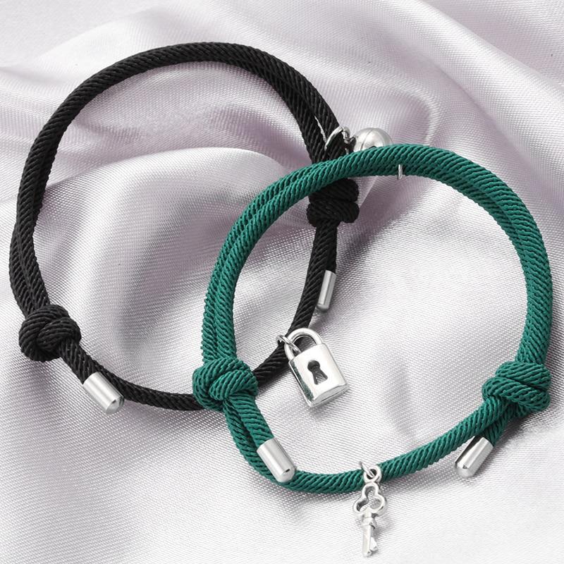 Magnetic Couples Bracelets With Lock and Key Charms