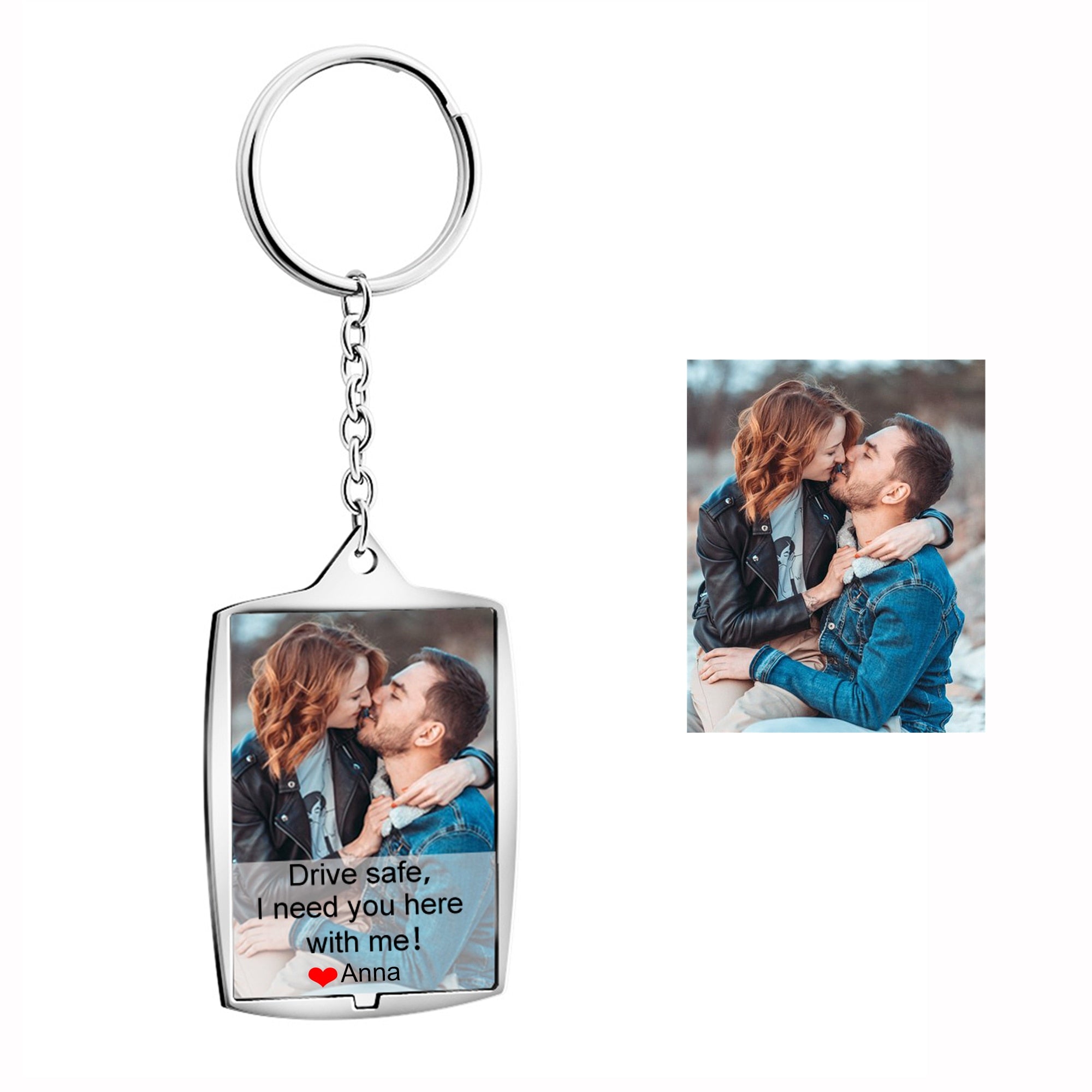 Couple Keychain Drive Safe I Need You Here With Me Stainless Steel Car Keyring Personalised Photo With Text Memory Gifts For Him