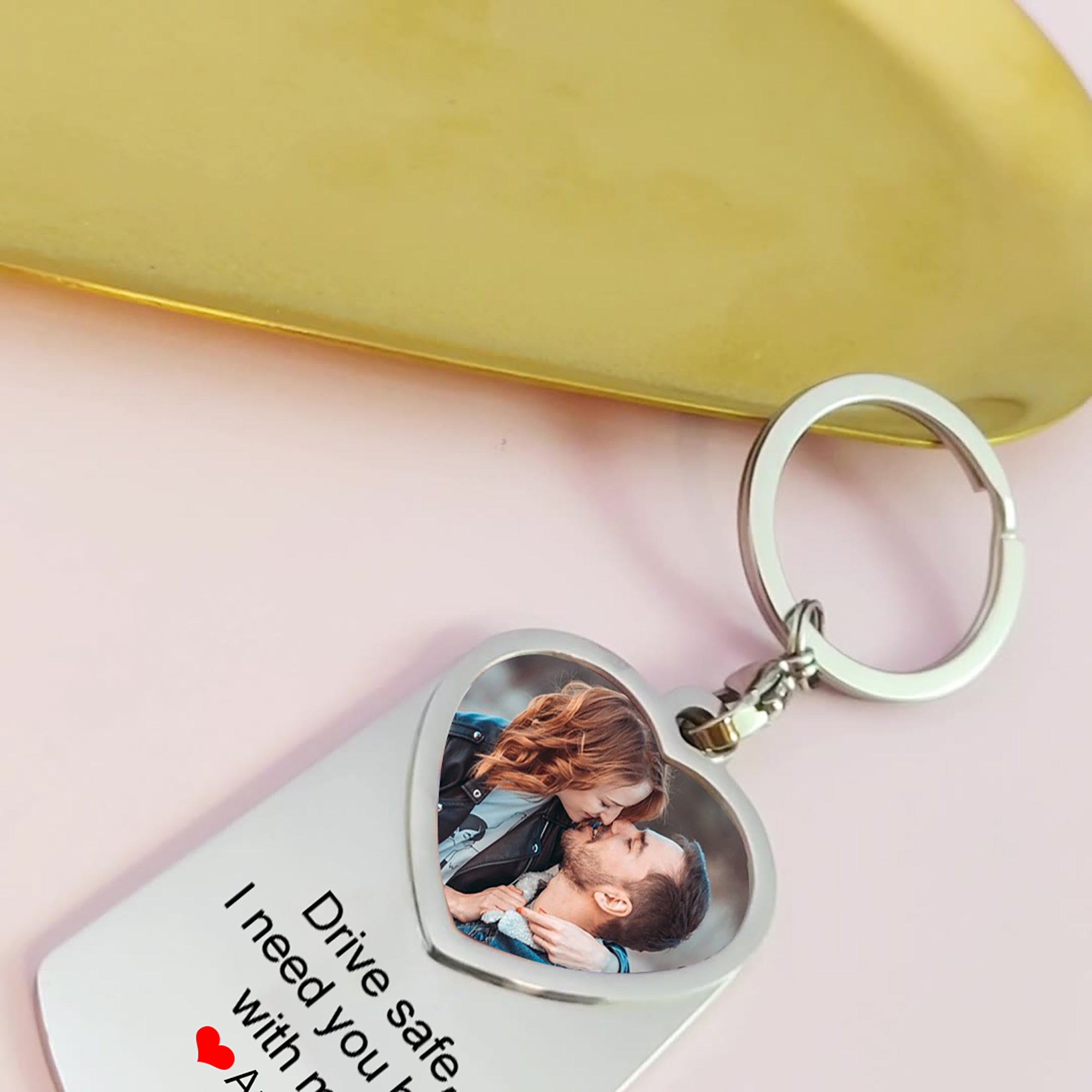 Couple Keychain Drive Safe I Need You Here With Me Stainless Steel Car Keyring Personalised Photo With Text Memory Gifts For Him