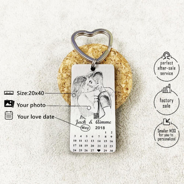 Personalized  Photo Calendar Keychain Anniversary Gifts