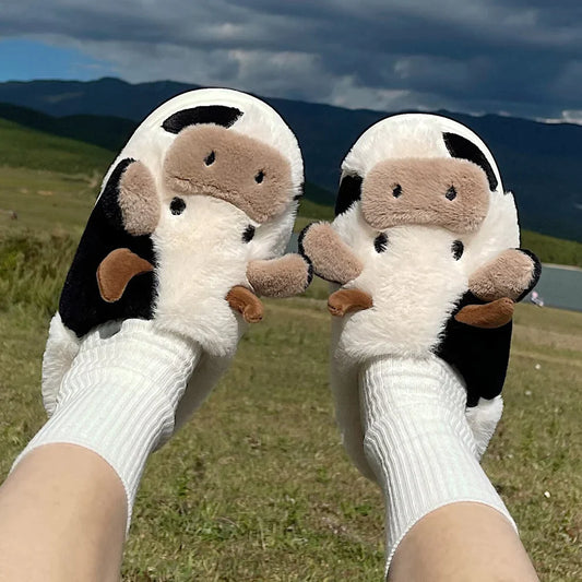 Fluffy Cow Slippers