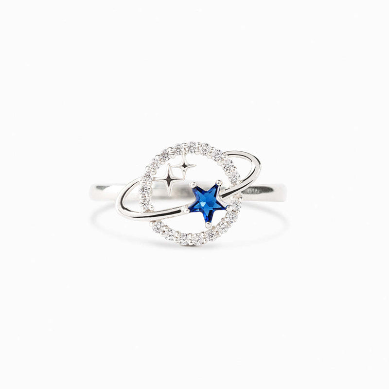 Silver Ring Blue Star Zircon Rings for Women