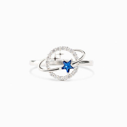 Silver Ring Blue Star Zircon