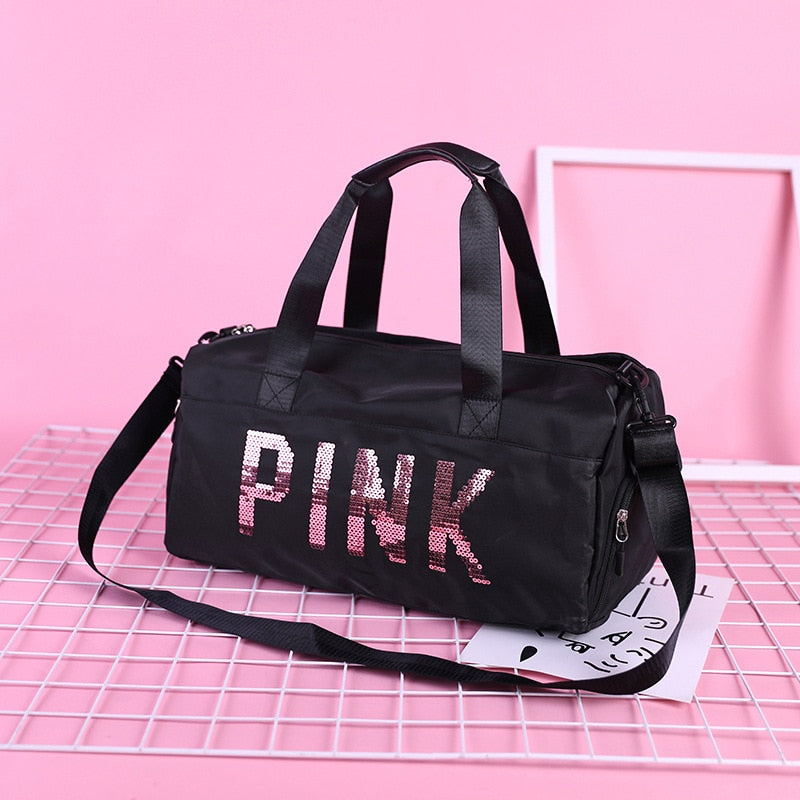 Pink gym bags for women-Bag with Shoes Compartment