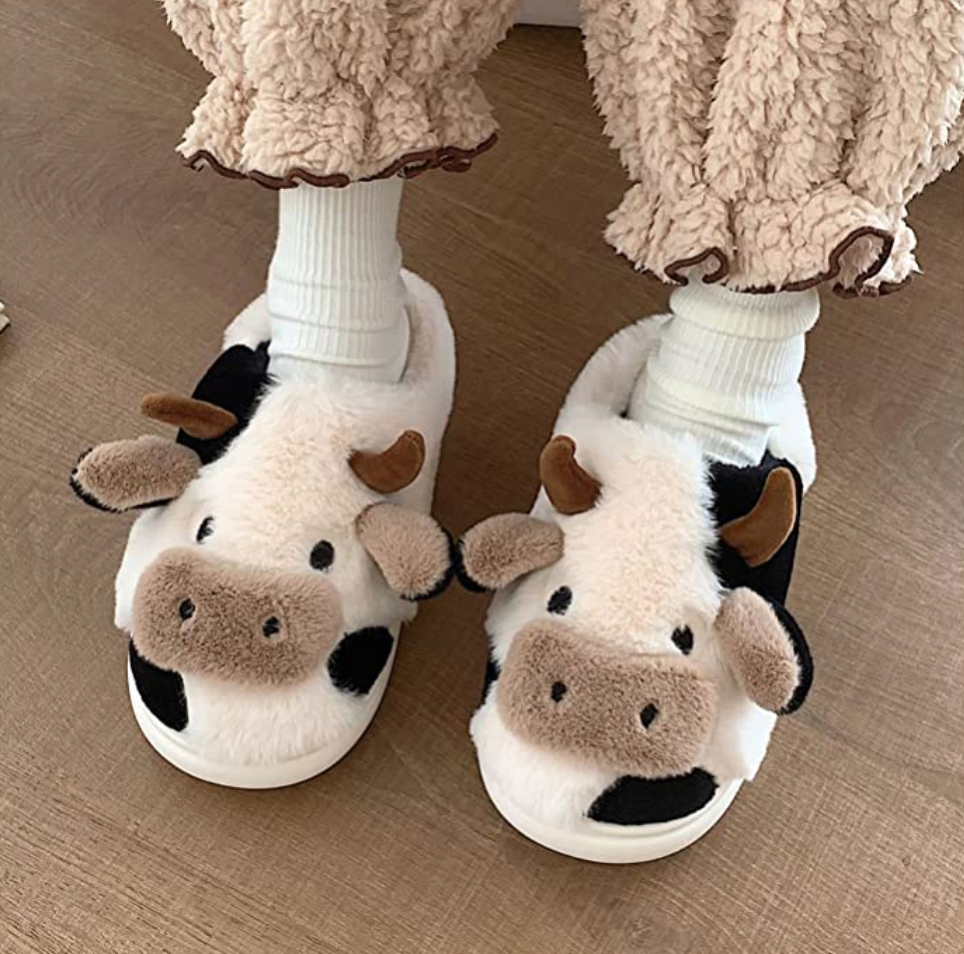 Fluffy Cow Slippers