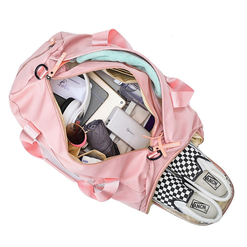 Pink gym bags for women-Bag with Shoes Compartment