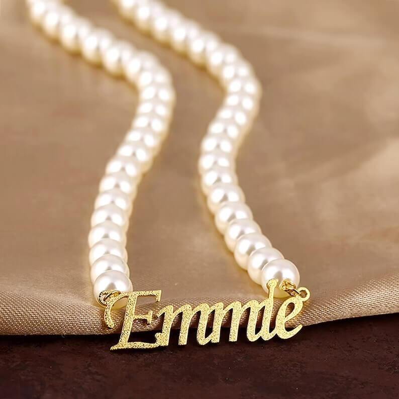 Name Necklace Pearl Chain