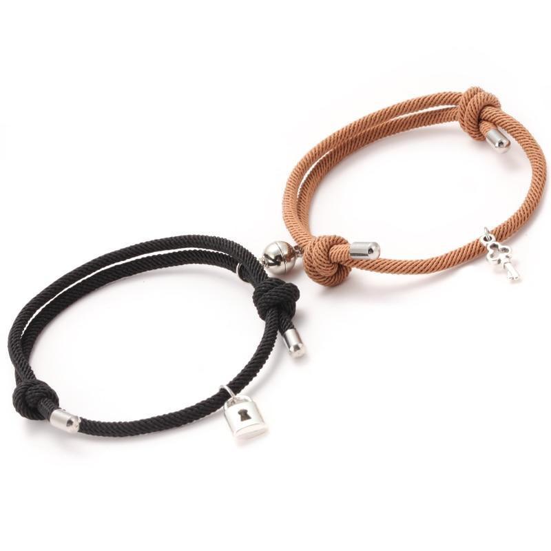 Magnetic Couples Bracelets With Lock and Key Charms