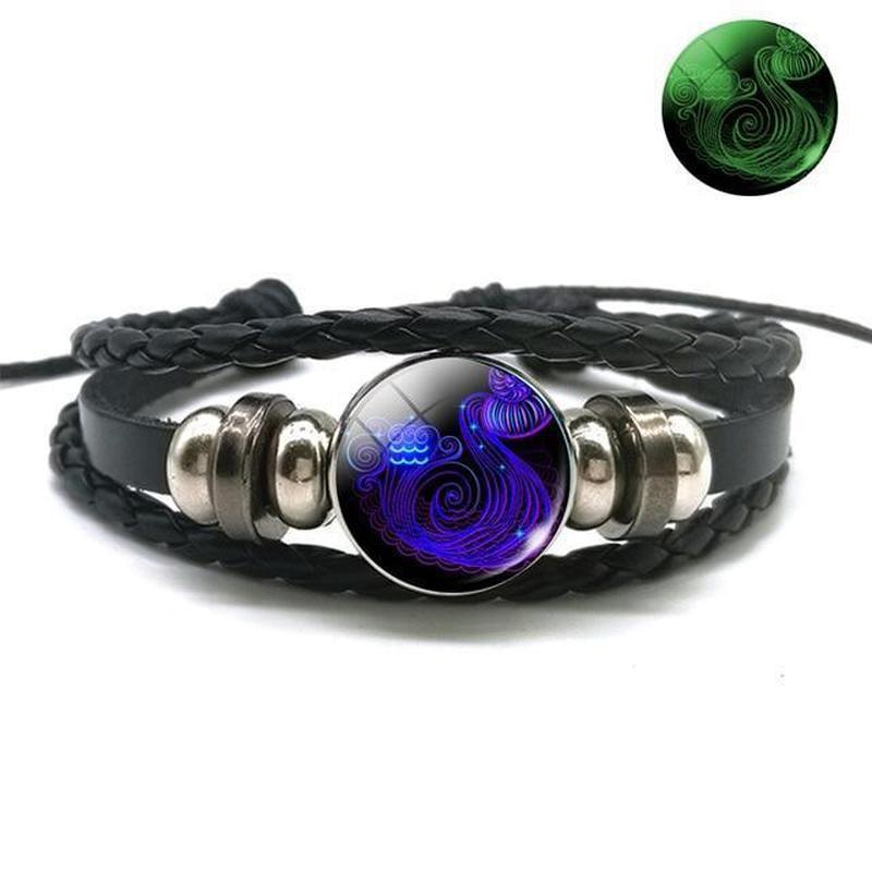 Luminous Zodiac Leather Bracelet