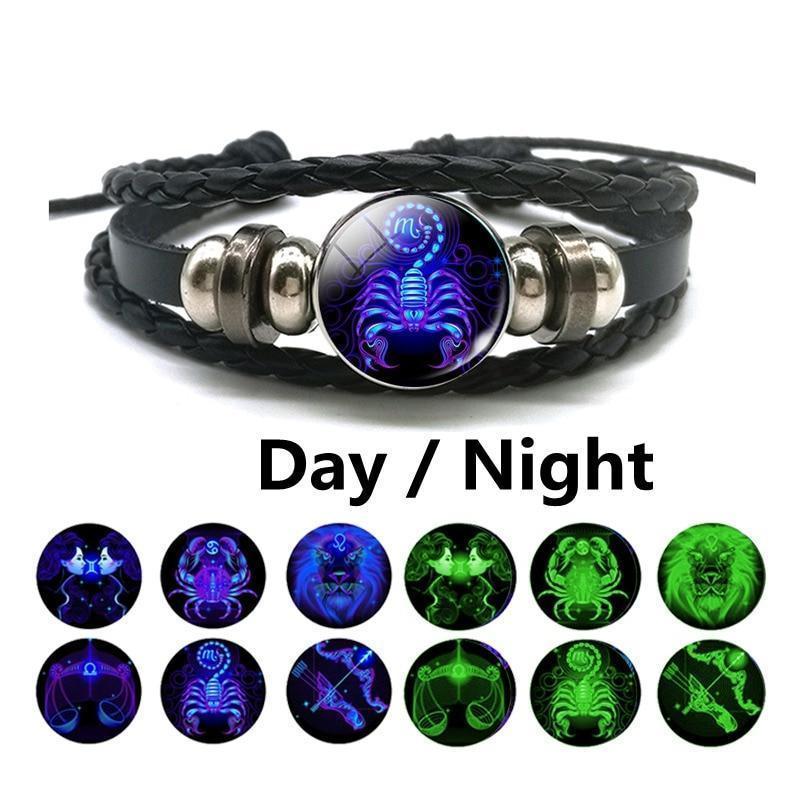 Luminous Zodiac Leather Bracelet